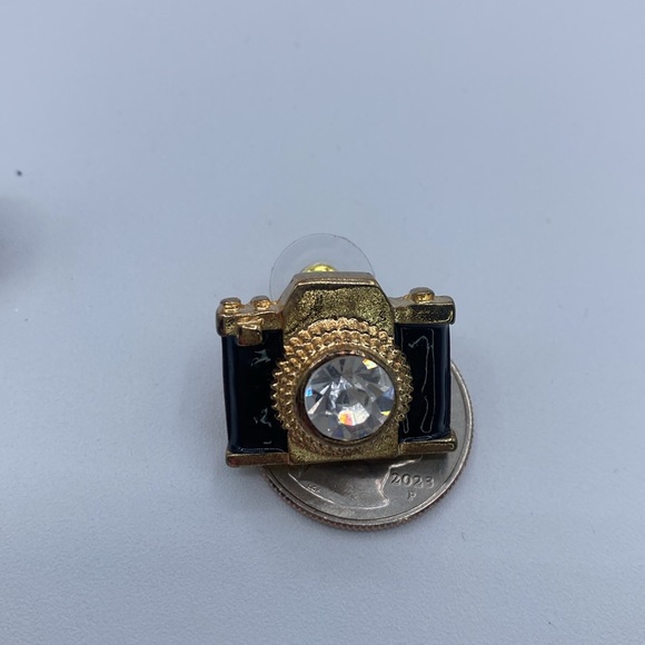 Camera Photo Charm Rhinestone Earring - Picture 4 of 4